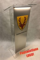 MP-L acrylic lectern with logo and LED lighting